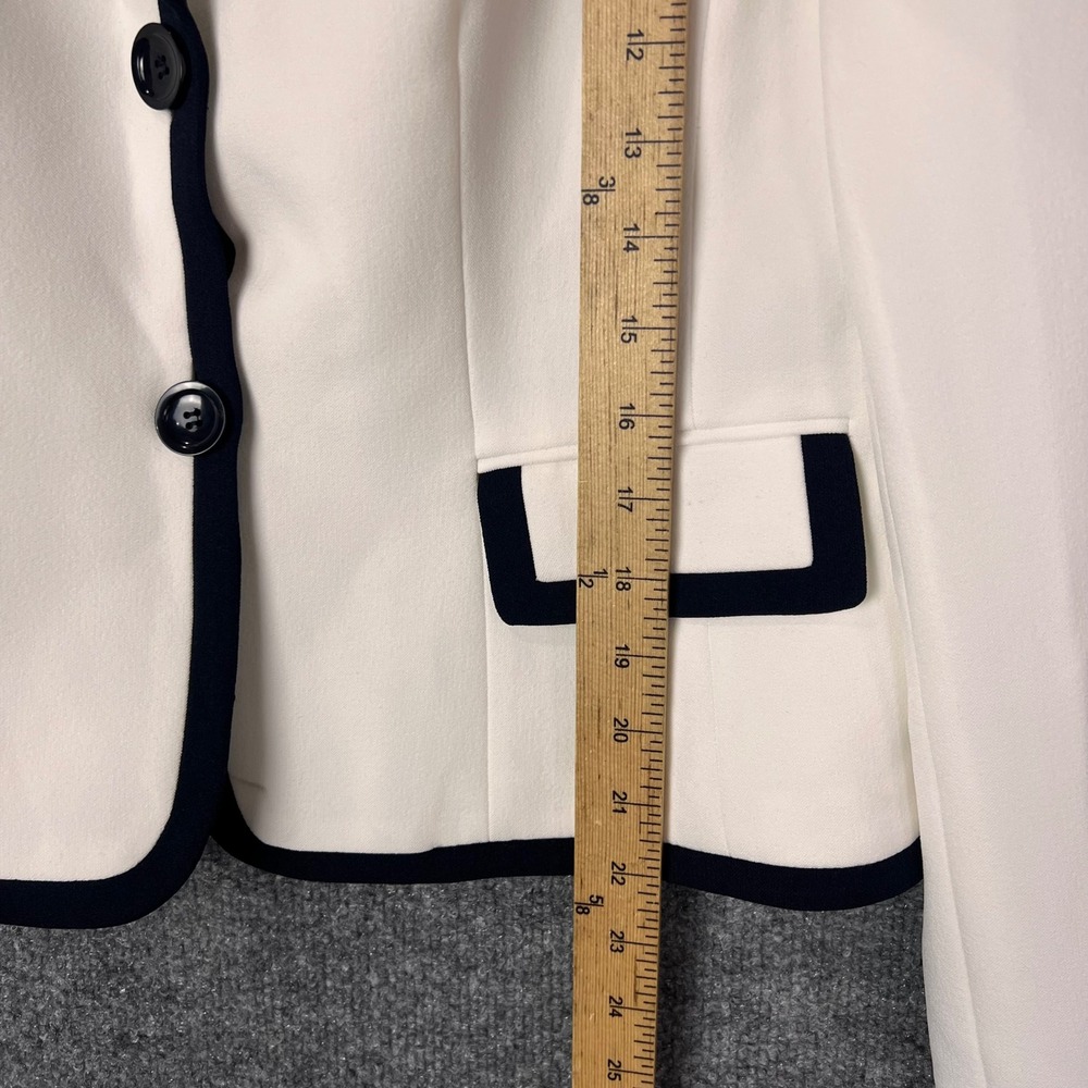 NEW Tahari Blazer Womens 6 White Contrast Trim Shawl Collar Career Jacket - Picture 8 of 12